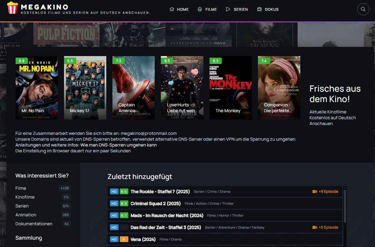 Megakino kostenlos Filme und Serien streamen